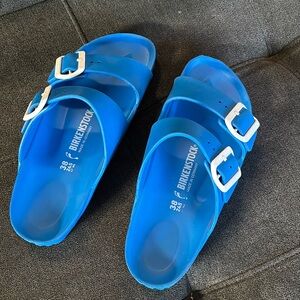 Birkenstock EVA Plastic Blue Arizona Sandals 38 like new
